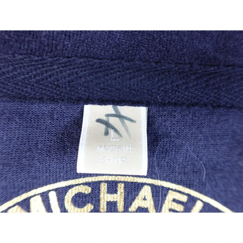 Michael Kors Velour Zip Up Jacket Womens Large Navy Blue‎ Gold Hardware MK
